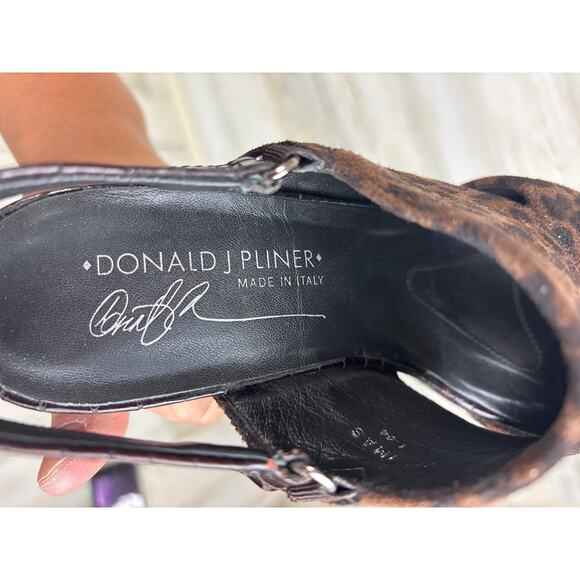 Donald J Pliner Women’s 7 Cheetah Print Leather Shimmer Slingback Peep Toe Heels - Picture 8 of 10